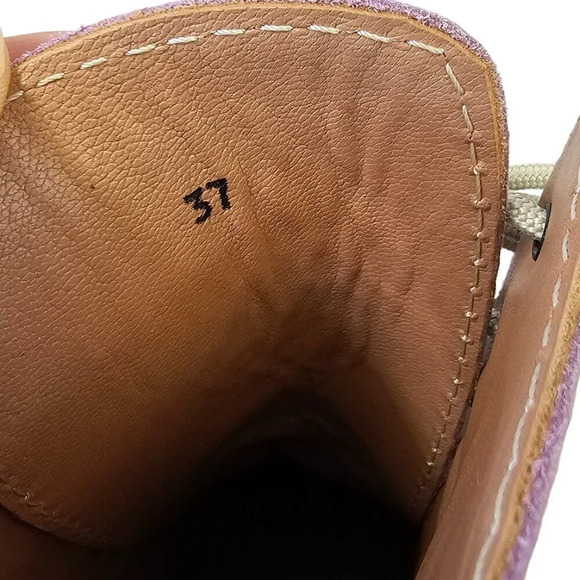 Alexa Chung Heavy Tread Platform Chunky Leather Boots Lilac Size 37 US 6.5 - Picture 10 of 10